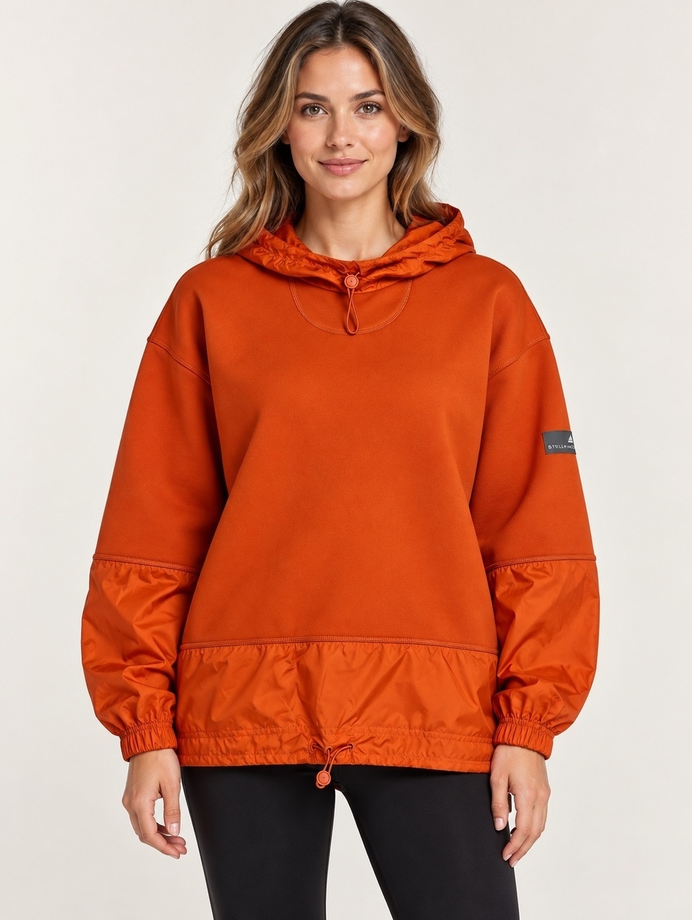 Adidas by Stella McCartney Orange Mixed Media Pullover Hoodie XS